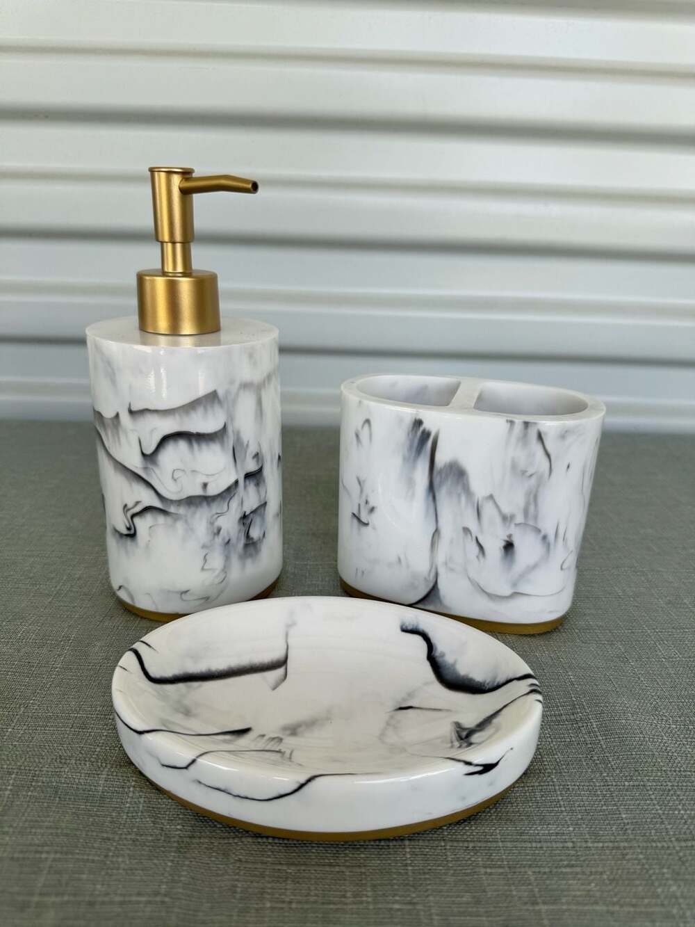 Marble Pattern Bathroom Accessories Set 3 Pcs